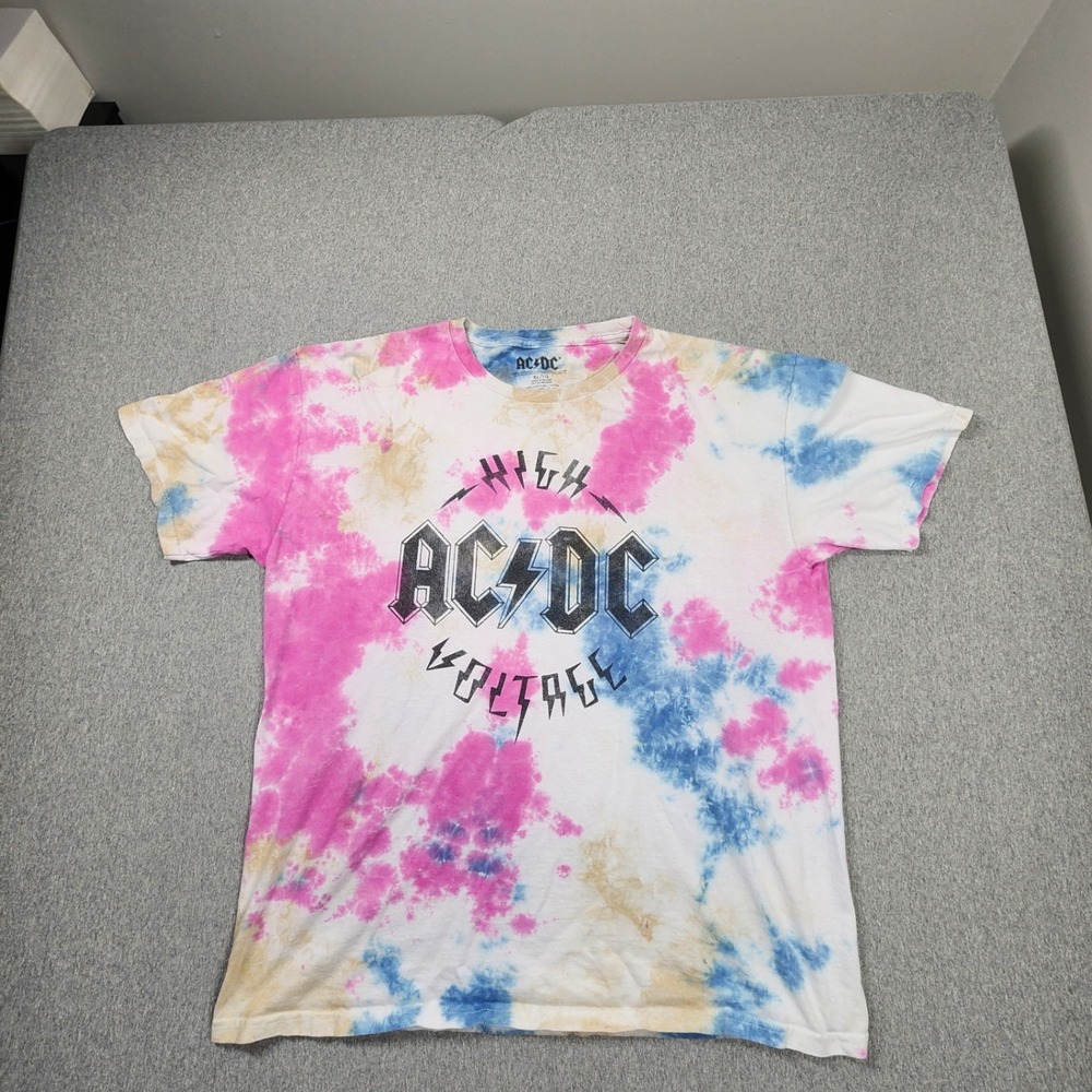 AC/DC T-Shirt Mens XL Multi Good Tie Dye High Voltage Graphic Rock Tee
